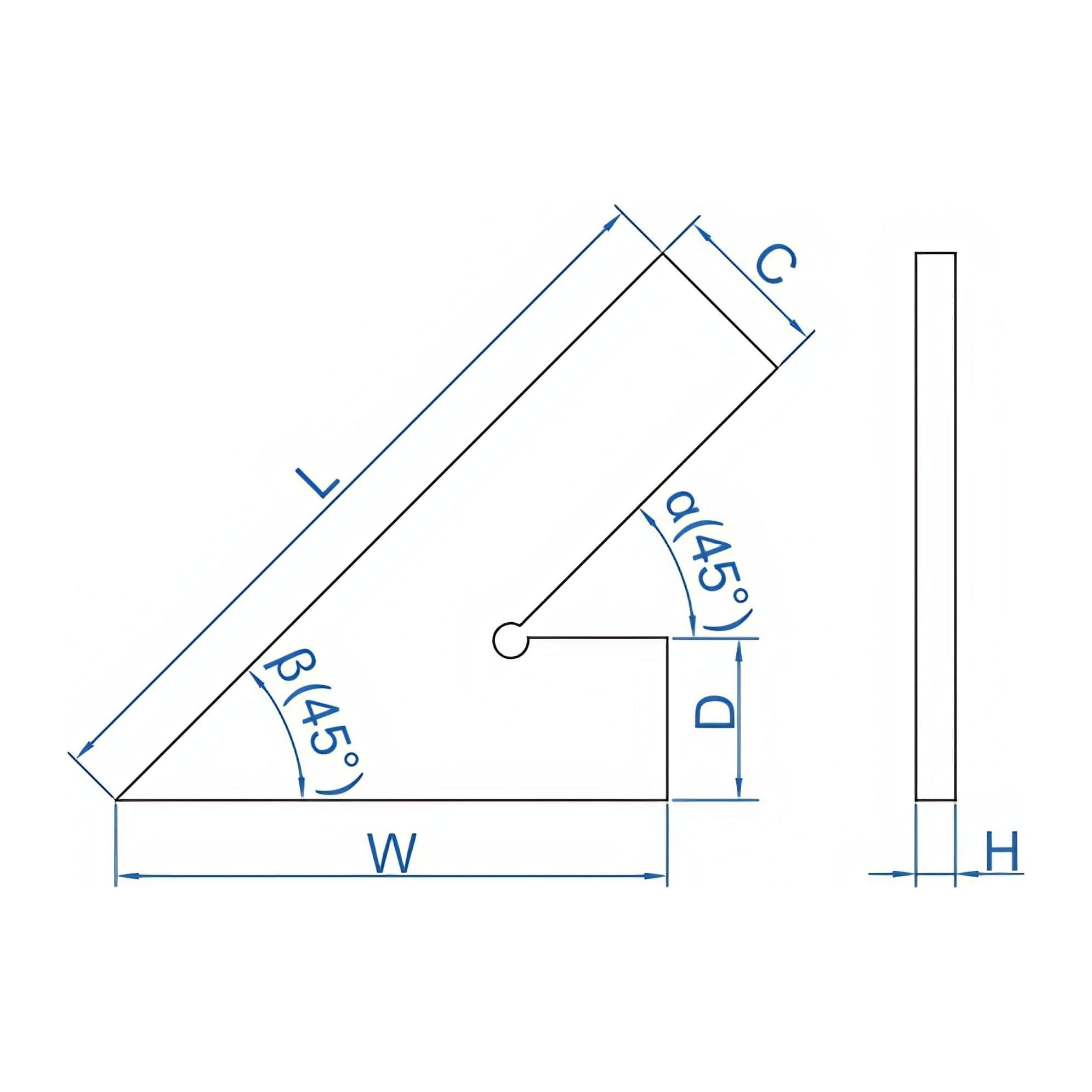 INSIZE Measuring Equipment Insize 45° Square Range Series 100x70mm Series 4745-1100