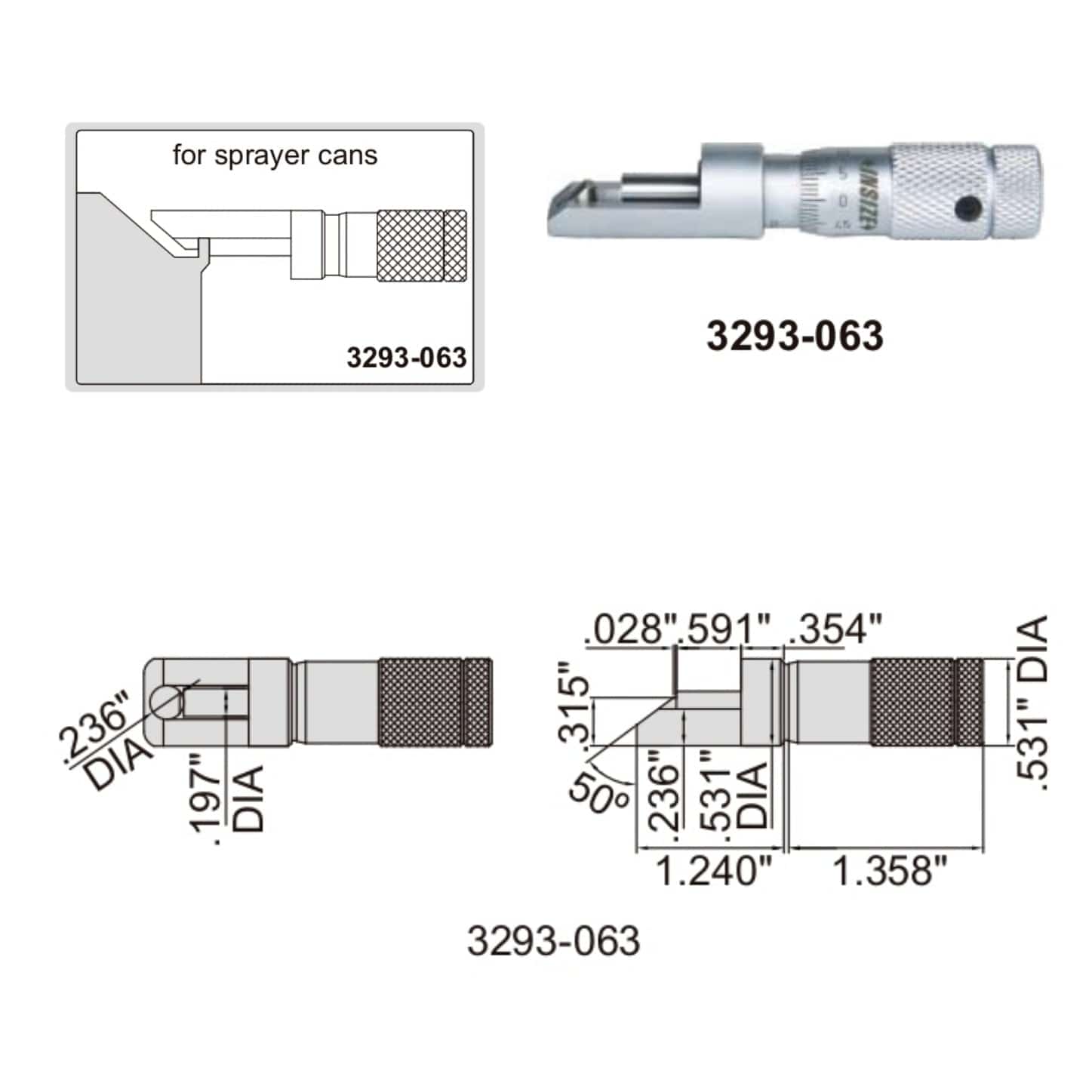 INSIZE Measuring Equipment Insize Can Seam Micrometer 0-0.6" Range Series 3293-063