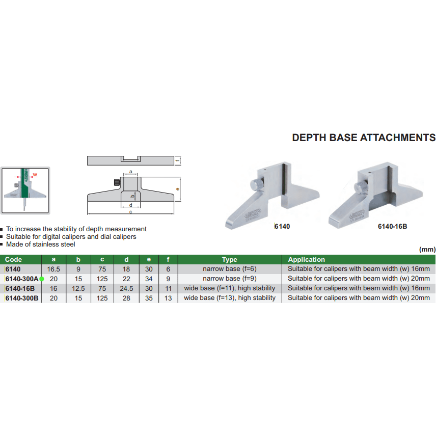 INSIZE Measuring Equipment Insize Depth Base Attachment Series 6140-300A