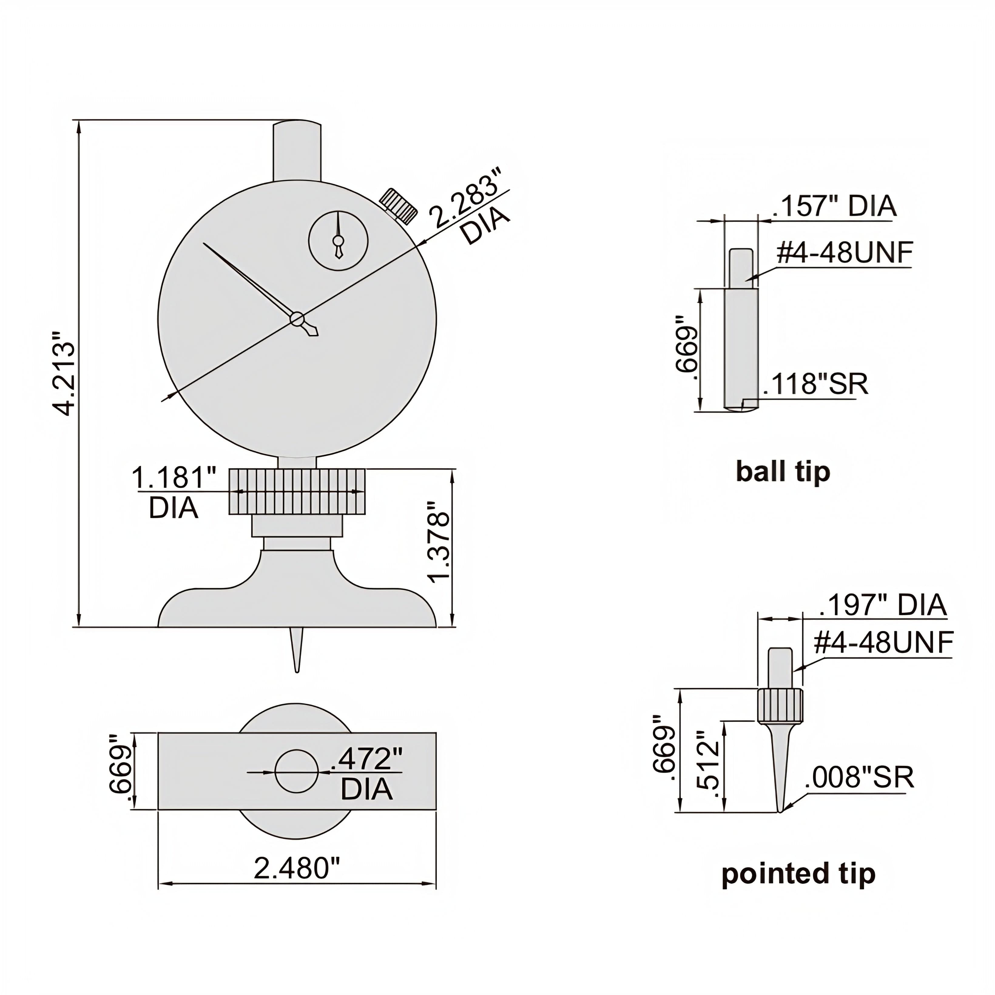 INSIZE Measuring Equipment Insize Dial Depth Gauge 0-1.2" Range Series 2341-E1