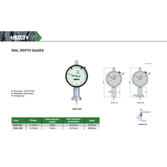 INSIZE Measuring Equipment Insize Dial Depth Gauge 0-10mm x 0.01mm Range Series 2343-102