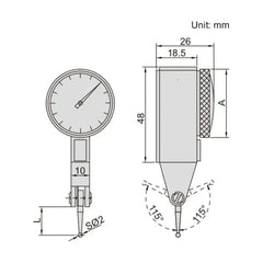 INSIZE MEASURING EQUIPMENT Insize Dial Test Indicator 0.8mm x 0.01mm Range Series 2381-08