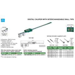 INSIZE MEASURING EQUIPMENT Insize Digital Caliper with Interchangeable Ball Tips 0–12″ Range Series 1527-3001