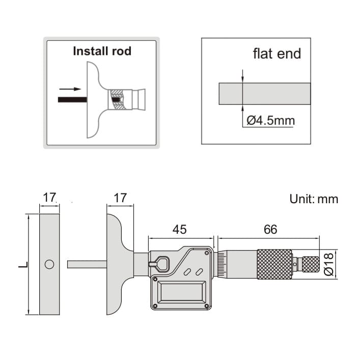 INSIZE Measuring Equipment Insize Digital Depth Micrometer 0-50mm/0-2" Range Series 3540-50