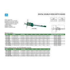 INSIZE Measuring Equipment Insize Digital Double Hook Depth Gauge 0-150mm / 0-6" Range Series 1144-150A