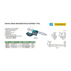 INSIZE Measuring Equipment Insize Digital Inside Micrometer 5-30mm/0.2-1.2" Range Series 3520-30