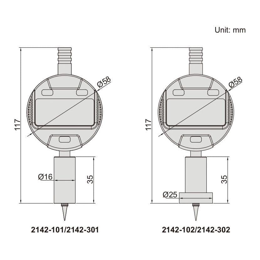 INSIZE Measuring Equipment Insize Digital Mini Long Base Depth Gauge 0-12.7mm/0-0.5" Range Series 2142-102