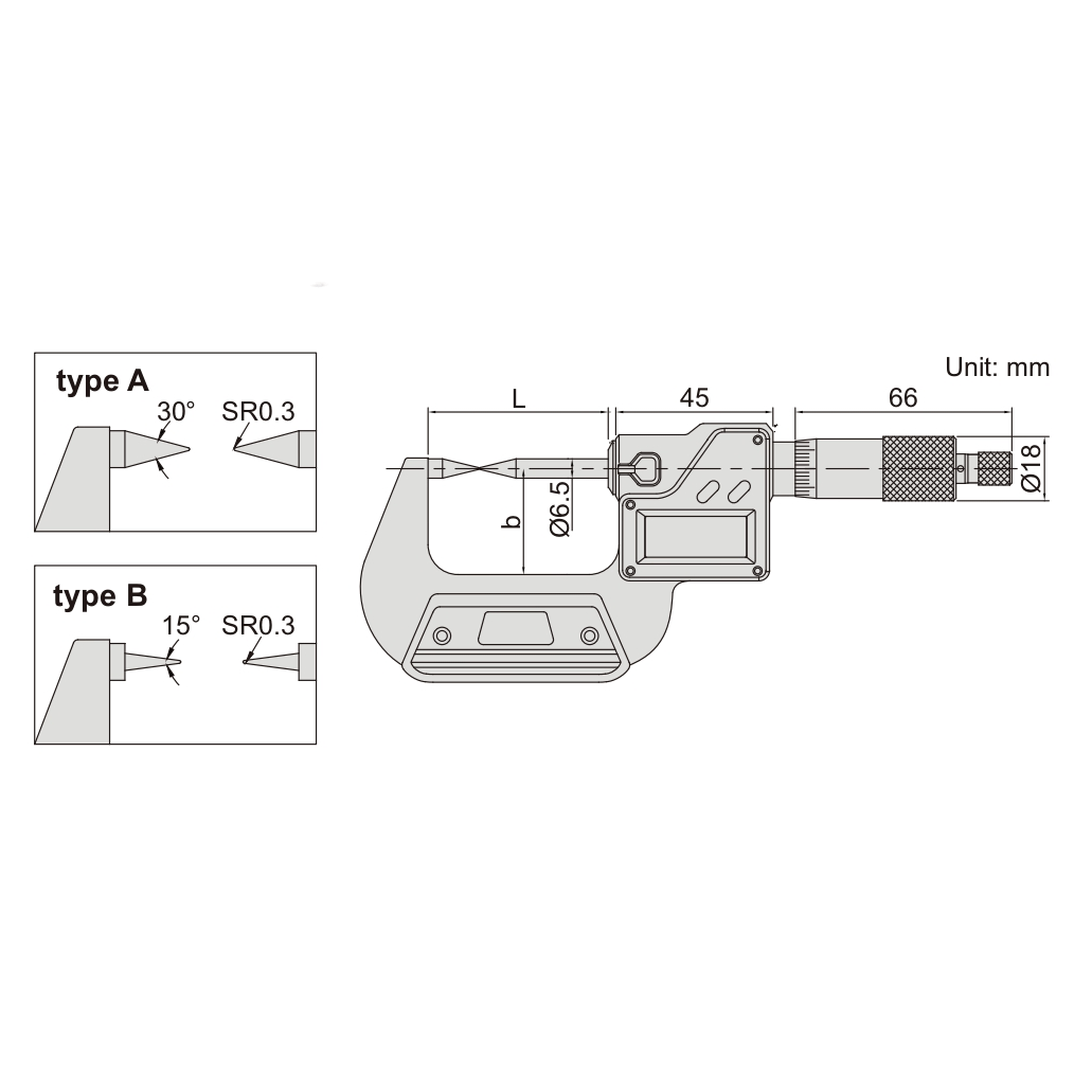 INSIZE Measuring Equipment Insize Digital Point Micrometer 0-25mm/0-1" Range Series 3530-25BA