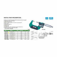 INSIZE Measuring Equipment Insize Digital Point Micrometer 25-50mm/1-2" Range Series 3530-50A