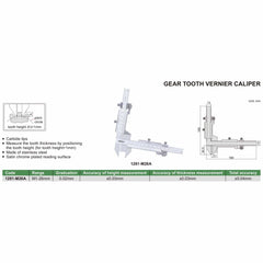 INSIZE Measuring Equipment Insize Gear Tooth Vernier Caliper Range Series 1281-M26A