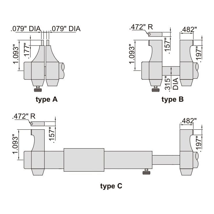 INSIZE Measuring Equipment Insize Imperial Inside Micrometer 1-2" Range Series 3220-2