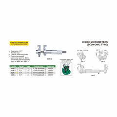 INSIZE Measuring Equipment Insize Imperial Inside Micrometer 2-3" Range Series 3220-3