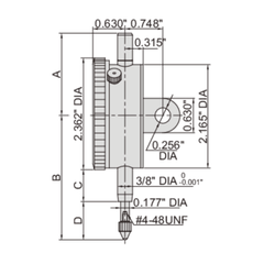 INSIZE MEASURING EQUIPMENT Insize Imperial Lug Back Dial Indicator 1" Range Series 2307-105