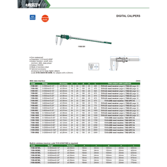 INSIZE Measuring Equipment Insize Long Jaw Digital Caliper 0–500 mm / 0–20" (Jaw L 150 mm) Series 1106-502