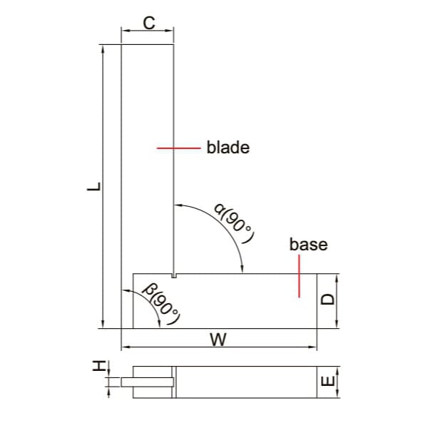 INSIZE Measuring Equipment Insize Machinist 90° Square Range 75x50mm Series 4707-75