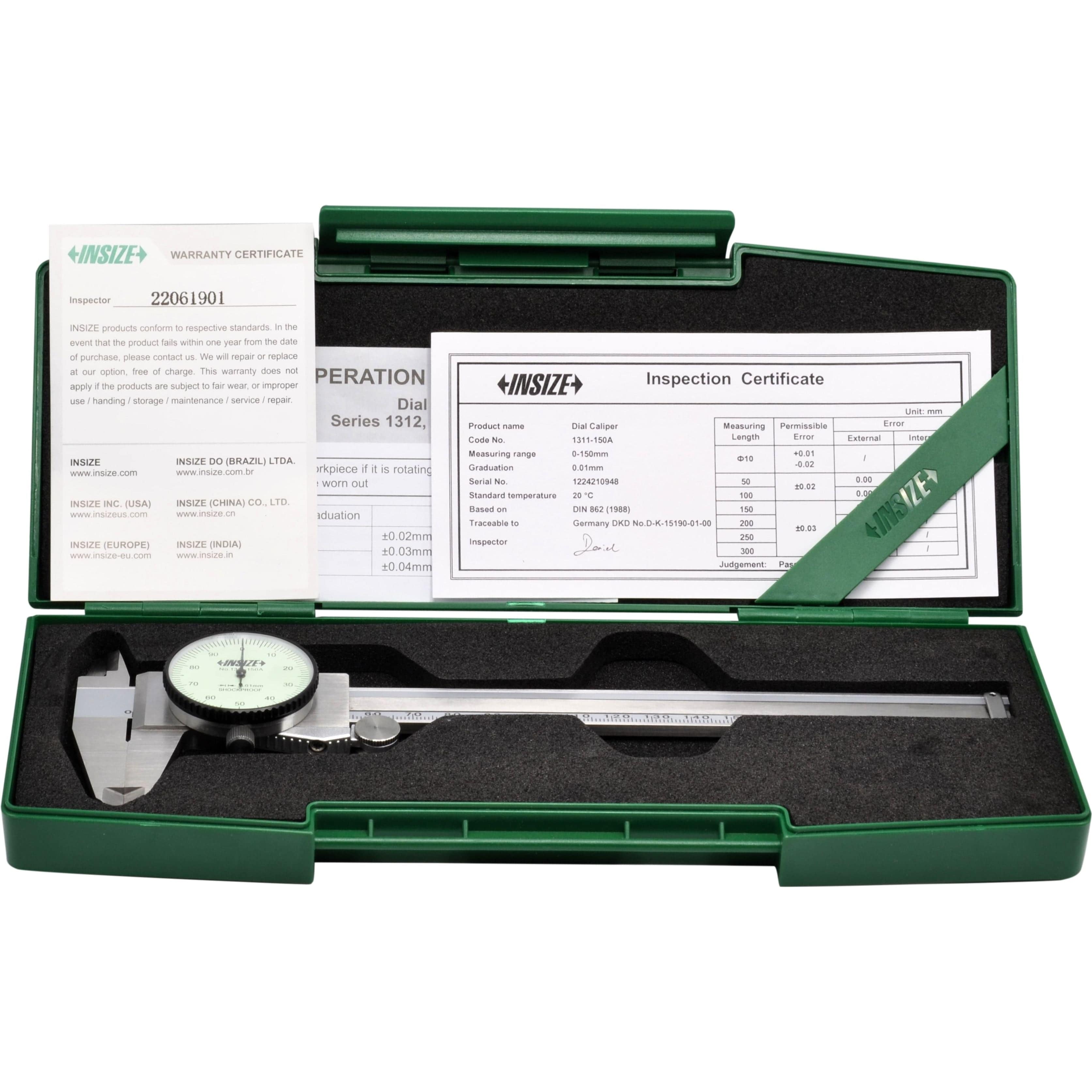 INSIZE Measuring Equipment INSIZE Metric Dial Caliper  0-200mm Range Series 1311-200A