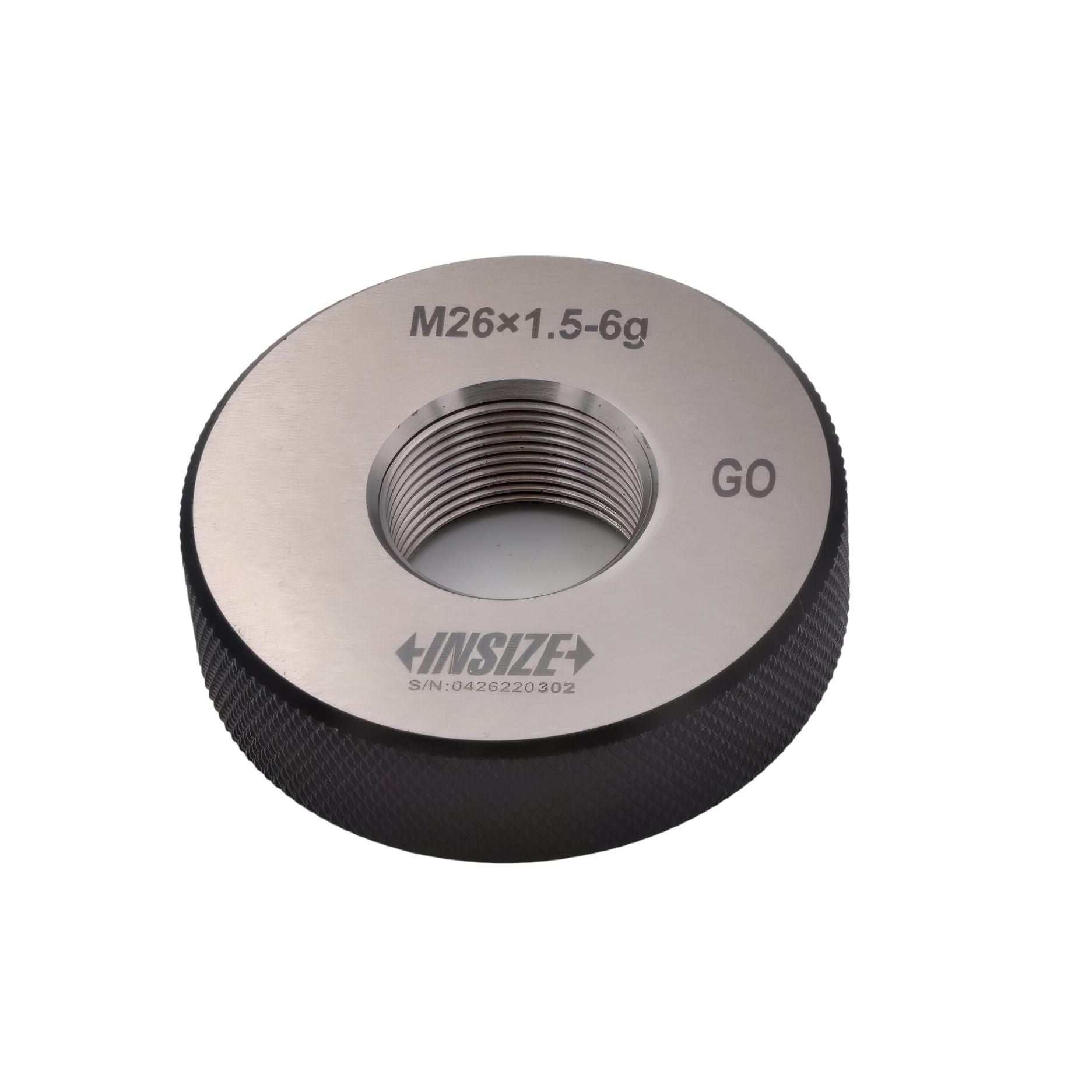 INSIZE MEASURING EQUIPMENT Insize Metric Fine Thread Ring Gauge GO M26 x 1.5 Class 6g Series 4129-26R