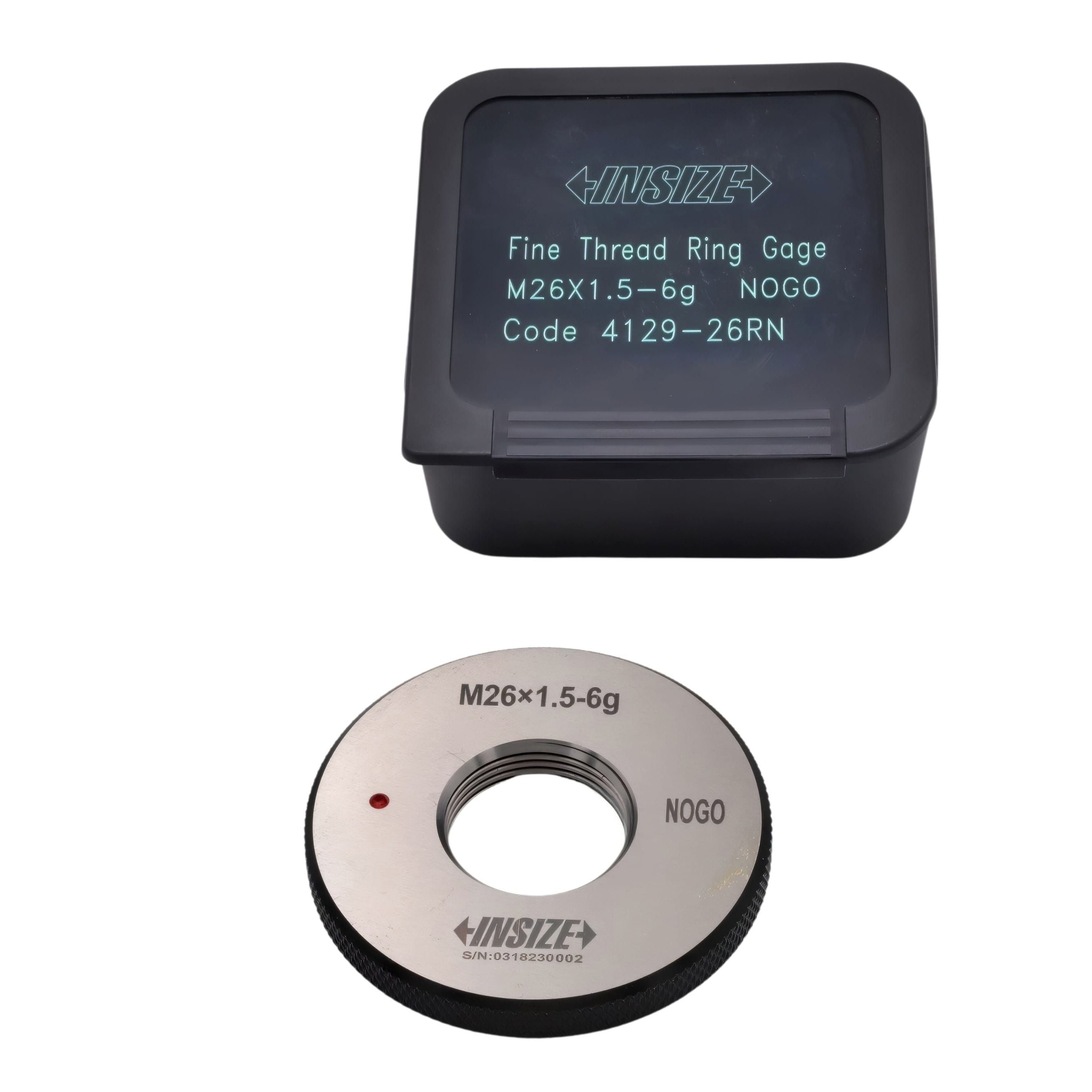 INSIZE MEASURING EQUIPMENT Insize Metric Fine Thread Ring Gauge NOGO M26 x 1.5 Class 6g Series 4129-26RN