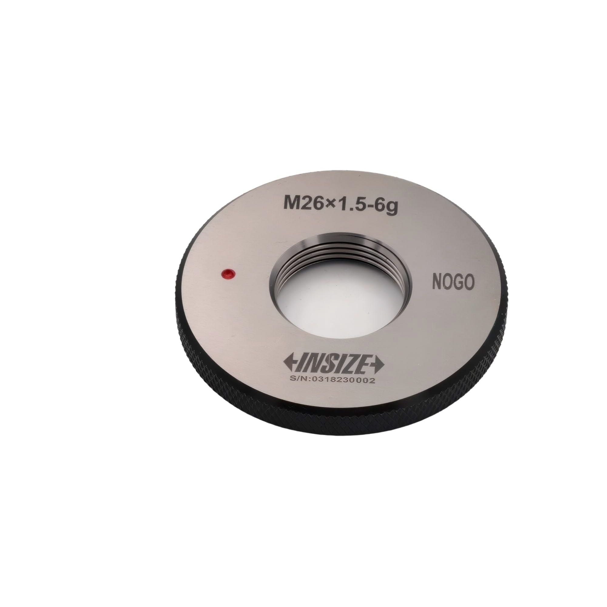 INSIZE MEASURING EQUIPMENT Insize Metric Fine Thread Ring Gauge NOGO M26 x 1.5 Class 6g Series 4129-26RN