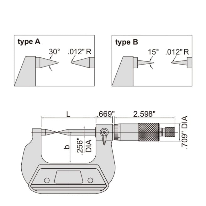 INSIZE Measuring Equipment Insize Point Micrometer 0-1" Range Series 3230-1