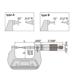 INSIZE Measuring Equipment Insize Point Micrometer 2-3" Range Series 3230-3