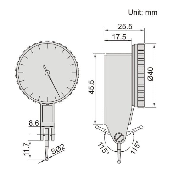 INSIZE Measuring Equipment Insize Precision Dial Indicator 0.2mm Range Series 2897-02