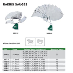 INSIZE Measuring Equipment Insize Radius Gauge 25-40mm Range Series 4802-31