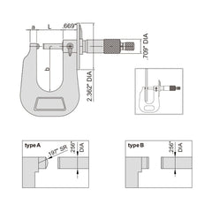 INSIZE Measuring Equipment Insize Sheet Metal Micrometer 0-0.6" Range Series 3263-06