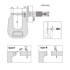 INSIZE Measuring Equipment Insize Sheet Metal Micrometer 0-25mm Range Series 3263-25A