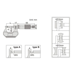 INSIZE Measuring Equipment Insize Spherical Anvil Tube Micrometer 0-25mm Type A Series 3260-25A