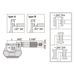 INSIZE Measuring Equipment Insize Spherical Anvil Tube Micrometer 3-4" Type B Series 3260-4S