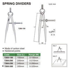 INSIZE Measuring Equipment Insize Spring Divider 300mm Range Series 7260-300