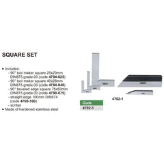 INSIZE Measuring Equipment Insize Square Set Range Series 4702-1