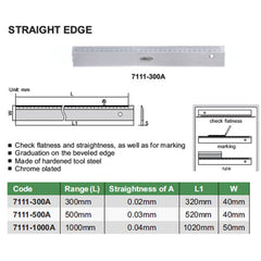 INSIZE MEASURING EQUIPMENT Insize Straight Edge 500mm Series 7111-500A