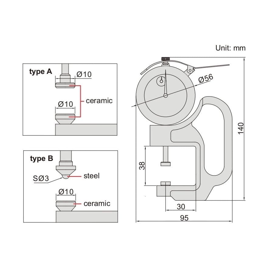 INSIZE Measuring Equipment Insize Thickness Gauge 0-30mm x 0.01mm Range Series 2366-30