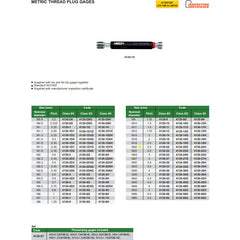 INSIZE MEASURING EQUIPMENT Insize Thread GO NOGO Plug Gauge M20x2.5mm Series 4130-20