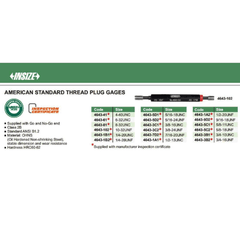 INSIZE Measuring Equipment Insize Thread Plug Gage 1/4-28 UNF Class 2B Series 4643-1B2