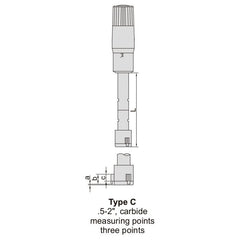 INSIZE Measuring Equipment Insize Three Point Internal Micrometer 0.65-0.8" Range Series 3227-E08