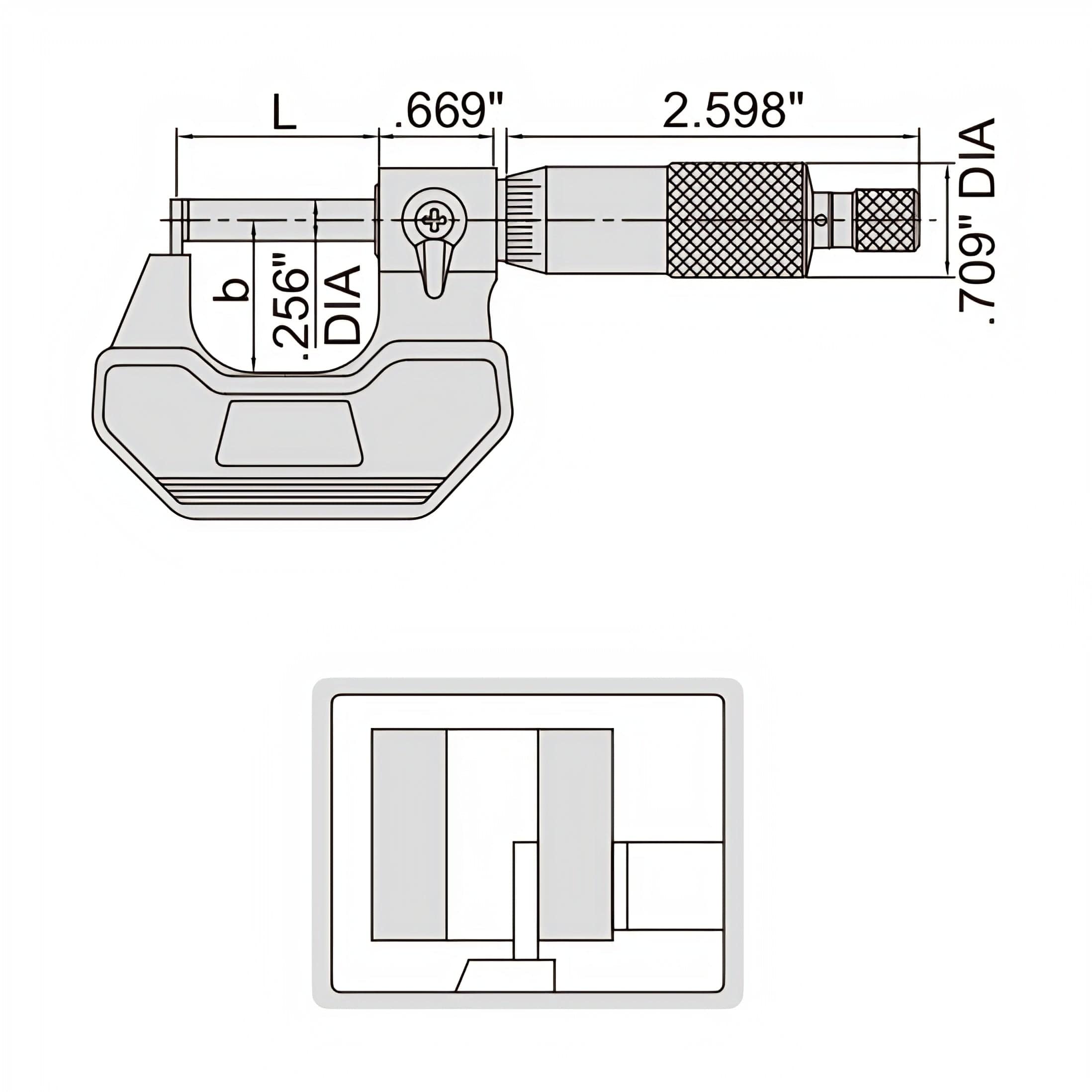INSIZE Measuring Equipment Insize Type F Cylindrical Anvil Micrometer 0-1" Range Series 3261-1F