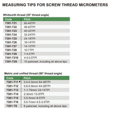 INSIZE Measuring Equipment Insize Unified/Metric 60° Measuring Tip 0.4-0.5mm Range Series 7381-T11