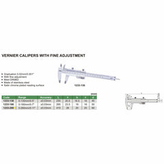 INSIZE Measuring Equipment Insize Vernier Caliper 0-280mm/0-11" Range Series 1233-280