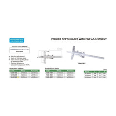 INSIZE Measuring Equipment Insize Vernier Depth Gauge 0-300mm Range Series 1249-300