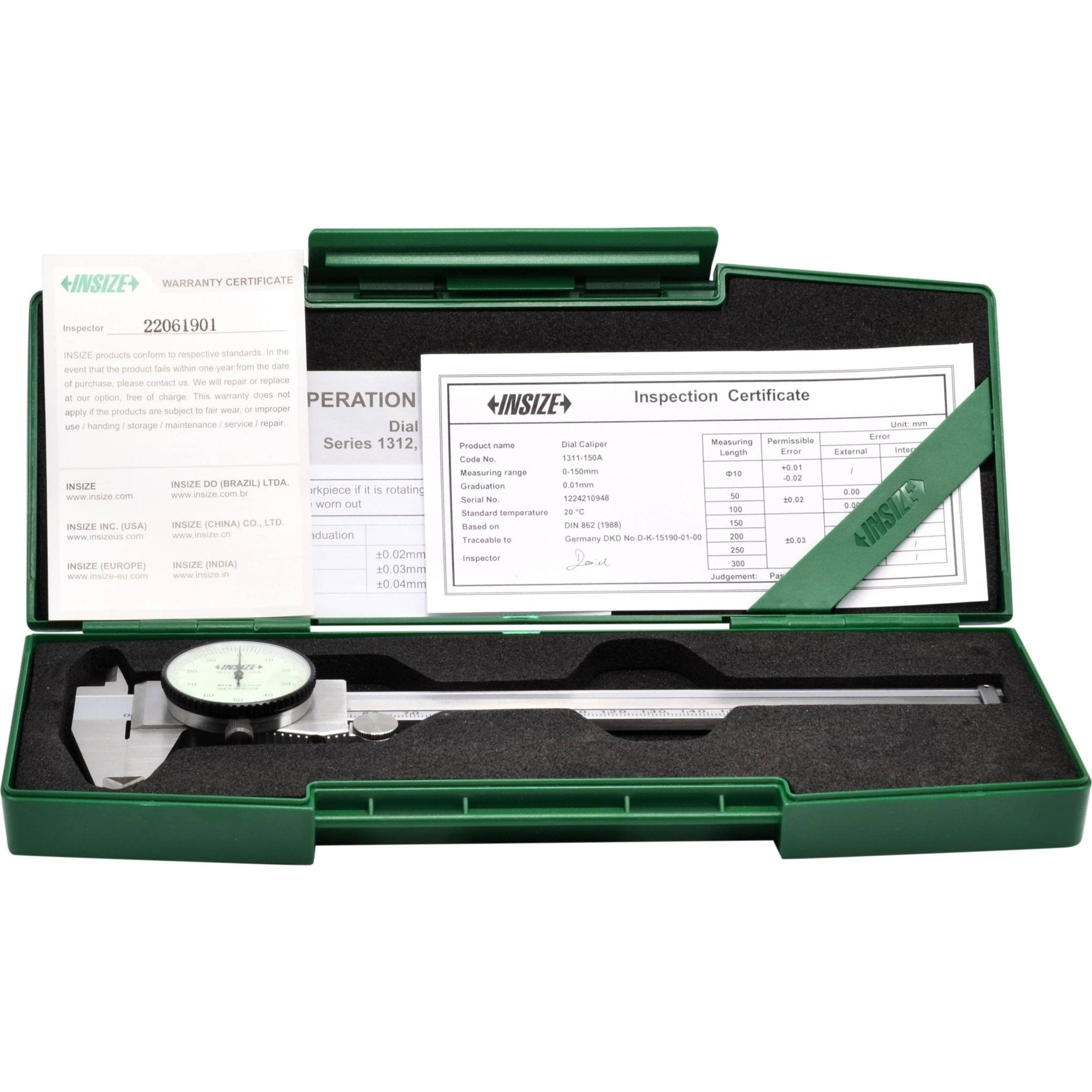 INSIZE Metric Dial Caliper 0-200mm Range Series 1311-200A - Twin Eagle Imports