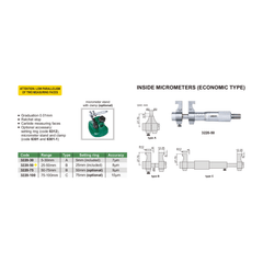 Insize Metric Inside Micrometer 25-50mm Range Series 3220-50 - Twin Eagle Imports