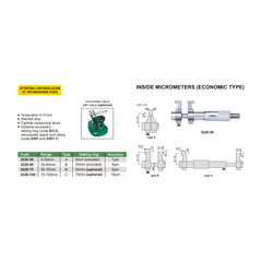 Insize Metric Inside Micrometer 75-100mm Range Series 3220-100 - Twin Eagle Imports