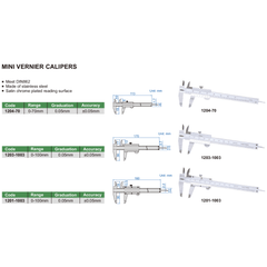 Insize Mini Vernier Caliper 0-100mm Range Series 1201-1003 - Twin Eagle Imports