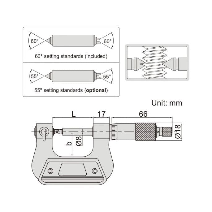Insize Screw Thread Micrometer 125-150mm Range Series 3281-150A - Twin Eagle Imports