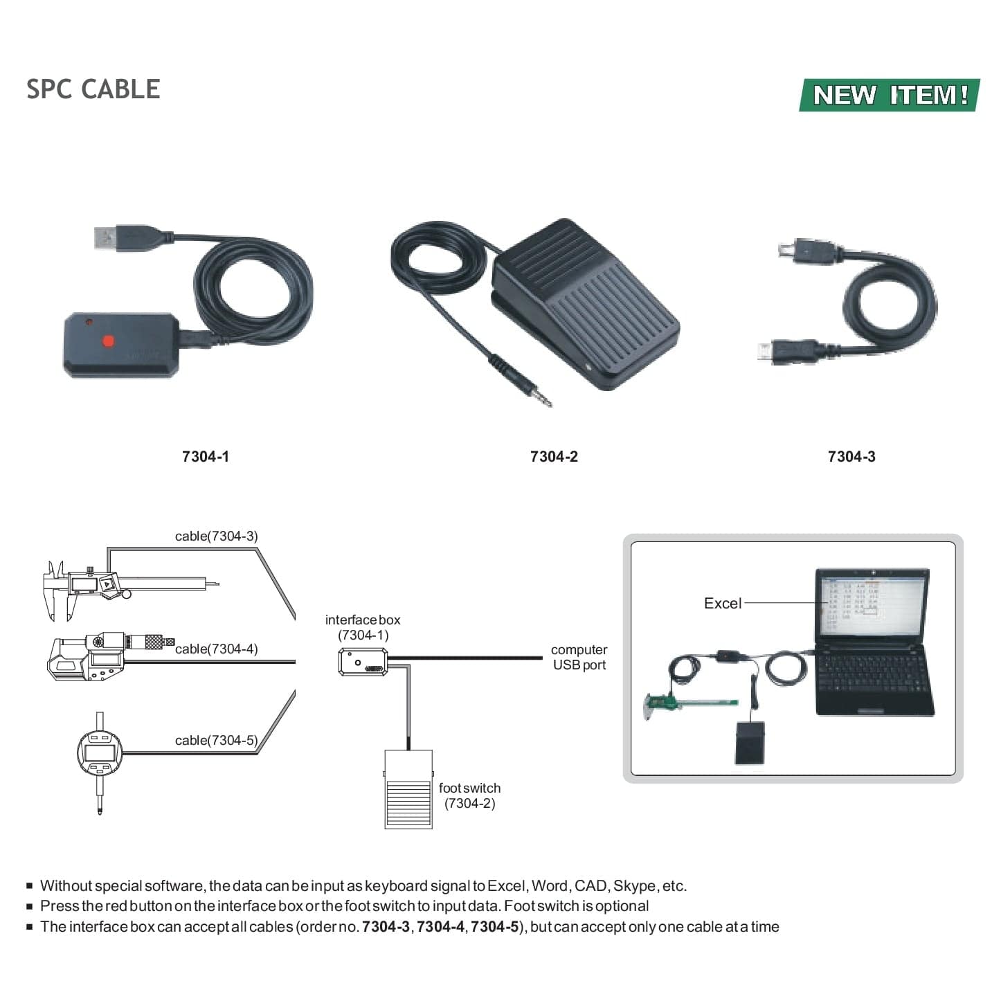 Insize SPC Cable for Electronic Calipers & Depth Gages (20″) Series 7304-3 - Twin Eagle Imports