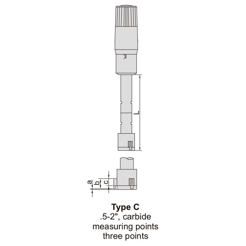 Insize Three Point Internal Micrometer 0.65-0.8" Range Series 3227-E08 - Twin Eagle Imports