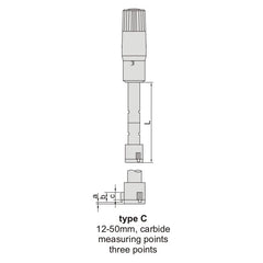 Insize Three Point Internal Micrometer 40-50mm Range Series 3227-50 - Twin Eagle Imports